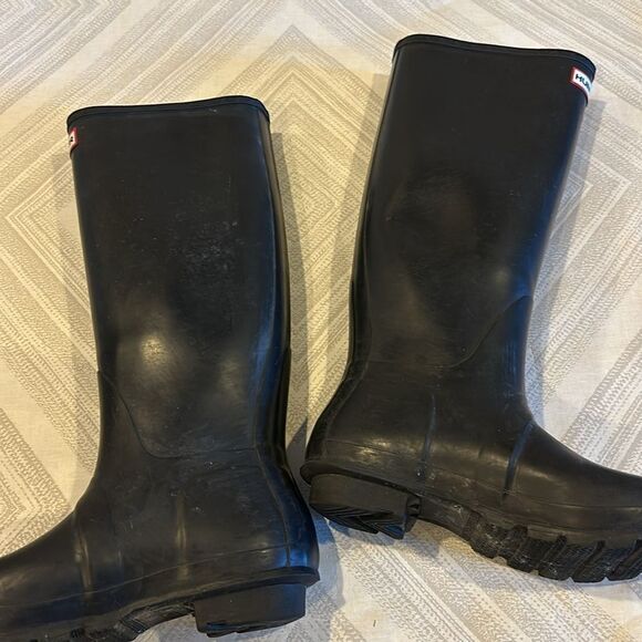 Hunter Women's Original Tall Rain Black Boots - Size 8 - Picture 5 of 7
